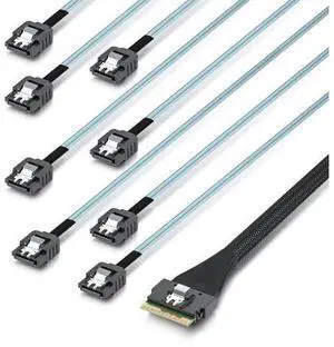 Vszerda SlimSAS to SATA, SFF-8654 8i Host/RAID to 8xSATA Target HD, Suitable for Servers, Computers, Hard Drives, and Hosts, 1m(3.3ft) Vszerda SlimSAS to SATA, SFF-8654 8i Host/RAID to 8xSATA Target HD, Suitable for Servers, Computers, Hard Drives, and Hosts, 1m(3.3ft)