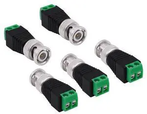 Vszerda BNC Connector BNC Male to 2Pin Solderless Screw Terminal Block Adapter Video Balun Connector for CCTV Surveillance Camera DVR TV Video-5Pcs (Male) Vszerda BNC Connector BNC Male to 2Pin Solderless Screw Terminal Block Adapter Video Balun Connector for CCTV Surveillance Camera DVR TV Video-5Pcs (Male)