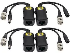 Vszerda 8MP HD Balun RJ45 to BNC Video Baluns transceiver Passive with DC Power Jack for 720P-1080P 3MP 4MP 5MP 8MP HD-CVI/TVI/AHD/CVBS CCTV Security DVR Surveillance Camera System(16.5cm/2Pairs) Vszerda 8MP HD Balun RJ45 to BNC Video Baluns transceiver Passive with DC Power Jack for 720P-1080P 3MP 4MP 5MP 8MP HD-CVI/TVI/AHD/CVBS CCTV Security DVR Surveillance Camera System(16.5cm/2Pairs)