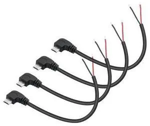 Vszerda 4Pcs Right Angle Micro USB to 2 Pin Bare Wire Open End Cable 11inch, 90 Degree USB Male Plug Pigtail Power Wire 5V/3A, for Equipment Installed or Replacement Repair DIY Vszerda 4Pcs Right Angle Micro USB to 2 Pin Bare Wire Open End Cable 11inch, 90 Degree USB Male Plug Pigtail Power Wire 5V/3A, for Equipment Installed or Replacement Repair DIY