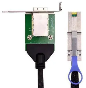 Vszerda Mini SAS External SFF-8088 Male to SFF-8088 Female 26Pin Extension Cable 50cm PCBA with Low Profile Bracket Vszerda Mini SAS External SFF-8088 Male to SFF-8088 Female 26Pin Extension Cable 50cm PCBA with Low Profile Bracket