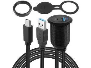 Vszerda USB C3.1 & USB3.0 Embedded Car Waterproof Cable 10Gbps USB Type C 3.1 & USB3.0 Threaded Mounting Extension Cable, PD65W,Support 4K Video,LED,Al housing,for Dashboard car Boat Moto,2M/6.5ft Vszerda USB C3.1 & USB3.0 Embedded Car Waterproof Cable 10Gbps USB Type C 3.1 & USB3.0 Threaded Mounting Extension Cable, PD65W,Support 4K Video,LED,Al housing,for Dashboard car Boat Moto,2M/6.5ft