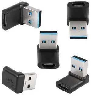 Vszerda 90°USB 3.1 to USB C Adapter USB A Male to Type C Female Right Angle Coupler 10Gbps OTG Data Transfer Connector for Smartphone Laptop Tablet, Black, 5 Pcs Vszerda 90°USB 3.1 to USB C Adapter USB A Male to Type C Female Right Angle Coupler 10Gbps OTG Data Transfer Connector for Smartphone Laptop Tablet, Black, 5 Pcs