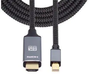Vszerda Mini DisplayPort 1.4 Source to HDMI 2.0 Display 5.9ft Cable 8K 60hz UHD 4K Aluminum Shell, Nylon Braided Mini-DP to HDMI Male Compatible with Monitor Projector Vszerda Mini DisplayPort 1.4 Source to HDMI 2.0 Display 5.9ft Cable 8K 60hz UHD 4K Aluminum Shell, Nylon Braided Mini-DP to HDMI Male Compatible with Monitor Projector