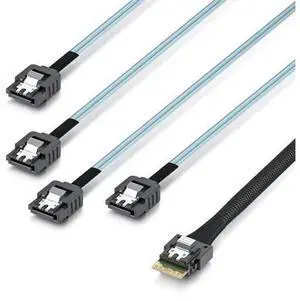 Vszerda SlimSAS to SATA, SFF-8654 4i Host/RAID to 4xSATA Target HD, Suitable for Servers, Computers, Hard Drives, and Hosts, 0.5m(1.6ft) Vszerda SlimSAS to SATA, SFF-8654 4i Host/RAID to 4xSATA Target HD, Suitable for Servers, Computers, Hard Drives, and Hosts, 0.5m(1.6ft)