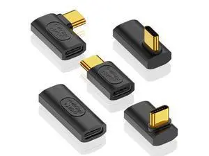 Vszerda USB C Right Angle Adapter, 90 Degree USB C Adapter 240W PD, 40Gbps, 8K@60Hz Right Angle Type C to Type C Extension Connector for Thunderbolt 4, Steam Deck, Laptop, Smart Phone, 5-Pack Vszerda USB C Right Angle Adapter, 90 Degree USB C Adapter 240W PD, 40Gbps, 8K@60Hz Right Angle Type C to Type C Extension Connector for Thunderbolt 4, Steam Deck, Laptop, Smart Phone, 5-Pack