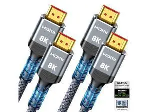 Vszerda 8K HDMI 2.1 Cable 2-Pack 6.6FT, Certified 48Gbps Ultra High Speed Slim HDMI Cord,Support 4K@120Hz 8K@60Hz, HDCP 2.2&2.3, Dynamic HDR,eARC,DTS:X, Compatible with Roku TV/HDTV/PS5/Blu-ray Vszerda 8K HDMI 2.1 Cable 2-Pack 6.6FT, Certified 48Gbps Ultra High Speed Slim HDMI Cord,Support 4K@120Hz 8K@60Hz, HDCP 2.2&2.3, Dynamic HDR,eARC,DTS:X, Compatible with Roku TV/HDTV/PS5/Blu-ray