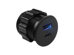 Vszerda 2 Port USB C & USB Threaded Fixed Fast Charging Adapter 15W USB C + USB A Embedded Mount Round Connector Socket 5V/3.1A,LED Light, Mount on Furniture Desktop, Black (only for USB Charge) Vszerda 2 Port USB C & USB Threaded Fixed Fast Charging Adapter 15W USB C + USB A Embedded Mount Round Connector Socket 5V/3.1A,LED Light, Mount on Furniture Desktop, Black (only for USB Charge)