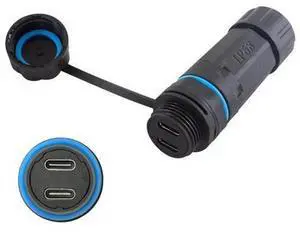 Vszerda 10Gbps Waterproof USB C Connector, 2Port USB C Female to Female Panel Mount Waterproof Connector, 3.1 Type C Extender Passthough Bulkhead Outdoor Charging Data Socket, 1PCS Vszerda 10Gbps Waterproof USB C Connector, 2Port USB C Female to Female Panel Mount Waterproof Connector, 3.1 Type C Extender Passthough Bulkhead Outdoor Charging Data Socket, 1PCS