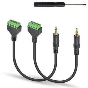 Vszerda 3.5mm Screw Terminal Block Cable, 2Pack 3.5mm to Speaker Wire Adapter Cable (1/8inch) TRRS Stereo Male to 4 Pin/Way Female Bolt Screw AV Headphone Adapter Cable(30cm) Vszerda 3.5mm Screw Terminal Block Cable, 2Pack 3.5mm to Speaker Wire Adapter Cable (1/8inch) TRRS Stereo Male to 4 Pin/Way Female Bolt Screw AV Headphone Adapter Cable(30cm)