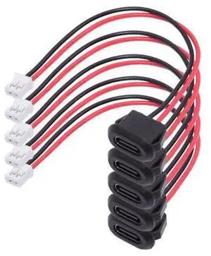 Vszerda 5pcs/Set DIY OEM Type C Female Socket to 2Pin Header Cable Type-C to 2P Waterproof Terminal Wire with Pitch=2.0mm Latch Mount Type USB C Pigtail DC 5V Extension Power Cable Vszerda 5pcs/Set DIY OEM Type C Female Socket to 2Pin Header Cable Type-C to 2P Waterproof Terminal Wire with Pitch=2.0mm Latch Mount Type USB C Pigtail DC 5V Extension Power Cable