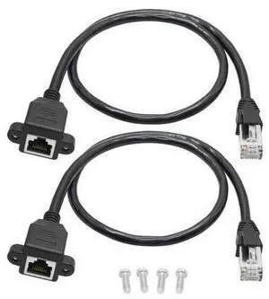 2Pcs Cat6 Ethernet Extension Cable 1FT, RJ45 Male to Female Ethernet Panel Mount with Screw Extension Shielded Cable, Compatibility Cat5e, Cat5, for PC, Laptop, Router, Smart TV, Network Switch etc 2Pcs Cat6 Ethernet Extension Cable 1FT, RJ45 Male to Female Ethernet Panel Mount with Screw Extension Shielded Cable, Compatibility Cat5e, Cat5, for PC, Laptop, Router, Smart TV, Network Switch etc