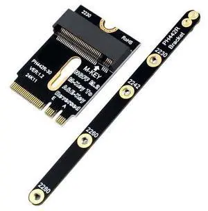 Vszerda 2230 A+E-Key Male to NVME M-Key Female Extension PCI-E 4.0 Adapter with Bracket for Laptop Mainboard SSD 2280 Vszerda 2230 A+E-Key Male to NVME M-Key Female Extension PCI-E 4.0 Adapter with Bracket for Laptop Mainboard SSD 2280