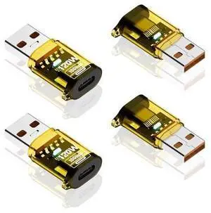 Vszerda 4Pack 10Gbps USB C Female to USB Male Adapter 120W USB 3.2 Type C to Type A Charger Connector with Double-Side LED Comaptible for iPhone 15 16 Plus Pro Max, Laptop, Charger, Earphone, Yellow Vszerda 4Pack 10Gbps USB C Female to USB Male Adapter 120W USB 3.2 Type C to Type A Charger Connector with Double-Side LED Comaptible for iPhone 15 16 Plus Pro Max, Laptop, Charger, Earphone, Yellow