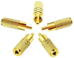 Vszerda Gold Plated RCA to 3.5MM Audio Adapter Metal Jack 3.5mm (1/8 Inch) Female to RCA Male Audio Plug Adaptor Connector for 3.5MM Headphone Adapter CableGold /5 Pack F/M Vszerda Gold Plated RCA to 3.5MM Audio Adapter Metal Jack 3.5mm (1/8 Inch) Female to RCA Male Audio Plug Adaptor Connector for 3.5MM Headphone Adapter CableGold /5 Pack F/M