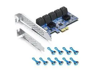 Vszerda 10 Port PCIe SATA Card, SATA3.0 Expansion Card, X1, with 10 SATA Cable, Support SSD and HDD Vszerda 10 Port PCIe SATA Card, SATA3.0 Expansion Card, X1, with 10 SATA Cable, Support SSD and HDD
