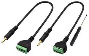 Vszerda 3.5mm Screw Terminal Block Cable 3.5mm (1/8inch) Stereo TRRS Audio Male to 4 Pin/Way Female Bolt Screw Headphone Balum Converter Adapter Cable30CM/2Packs) (4Pole/M) Vszerda 3.5mm Screw Terminal Block Cable 3.5mm (1/8inch) Stereo TRRS Audio Male to 4 Pin/Way Female Bolt Screw Headphone Balum Converter Adapter Cable30CM/2Packs) (4Pole/M)