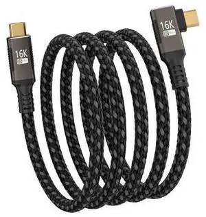 USBC right angle Cable 6.6FT Compatible With Thunderbolt 5/4,90 degree Type C 240W Fast Charging,USB C 16K@60Hz/8K@120Hz HD Video Output for Display,USB 5/4 Cable 80Gbps Data Transfer for SSD/Dock. USBC right angle Cable 6.6FT Compatible With Thunderbolt 5/4,90 degree Type C 240W Fast Charging,USB C 16K@60Hz/8K@120Hz HD Video Output for Display,USB 5/4 Cable 80Gbps Data Transfer for SSD/Dock.