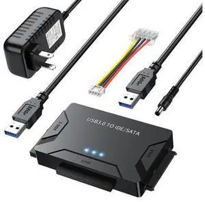 Vszerda Hard Drive Reader USB 3.0 & Type C to SATA IDE Adapter, Universal 2.5"/3.5" HDD/SSD Converter, One Touch Backup Function, Included 12V/2A Power Adapter Vszerda Hard Drive Reader USB 3.0 & Type C to SATA IDE Adapter, Universal 2.5"/3.5" HDD/SSD Converter, One Touch Backup Function, Included 12V/2A Power Adapter