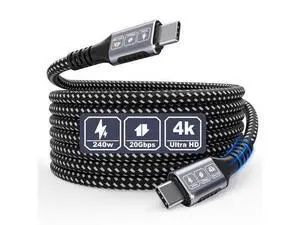 Vszerda 20FT/6M USB-C to USB-C 20Gbps Cable, 4K@60Hz Video, 240W PD Fast Charging, Durable Braided Nylon USB-C Cord for MacBook, Samsung Galaxy, iPad, iPhone 17/16/15 Vszerda 20FT/6M USB-C to USB-C 20Gbps Cable, 4K@60Hz Video, 240W PD Fast Charging, Durable Braided Nylon USB-C Cord for MacBook, Samsung Galaxy, iPad, iPhone 17/16/15