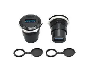 Vszerda 2Pcs USB 3.0 Panel Mount Connector Socket, USB A Female to Female Fixed Pass Through Module with Dustcap, USB 3.0 High Speed Data Extension Coupler Adapter Vszerda 2Pcs USB 3.0 Panel Mount Connector Socket, USB A Female to Female Fixed Pass Through Module with Dustcap, USB 3.0 High Speed Data Extension Coupler Adapter