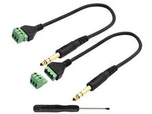 Vszerda 6.35mm Screw Terminal Block Connector Cable 6.35mm 1/4 Inch Stereo Audio Male to 2 Pin/Way Female Bolt Screw Shield terminals Pluggable Microphone Type Adapter Cable30CM/2Packs 3-Pole/M Vszerda 6.35mm Screw Terminal Block Connector Cable 6.35mm 1/4 Inch Stereo Audio Male to 2 Pin/Way Female Bolt Screw Shield terminals Pluggable Microphone Type Adapter Cable30CM/2Packs 3-Pole/M