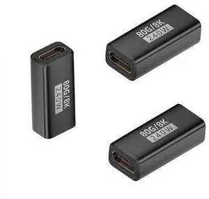 Vszerda 3-Pack 240W USB C Coupler Thunderbolt 5, USB c Female to Female, Support 80Gbps,120Gbps Bandwidth, Dual 8K,16K,@60hz Video, for MacBook, Ipad, Thunderbolt 5/4/3,iPhone 17,USB4,Razer Blade. Vszerda 3-Pack 240W USB C Coupler Thunderbolt 5, USB c Female to Female, Support 80Gbps,120Gbps Bandwidth, Dual 8K,16K,@60hz Video, for MacBook, Ipad, Thunderbolt 5/4/3,iPhone 17,USB4,Razer Blade.