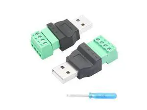 Vszerda 2Pcs USB 2.0 A Male to 4 Pin Screw Terminal Adapter, USB A Quick Connect Solderless Connector Converter, for USB Device Charging and Data Transfer Vszerda 2Pcs USB 2.0 A Male to 4 Pin Screw Terminal Adapter, USB A Quick Connect Solderless Connector Converter, for USB Device Charging and Data Transfer