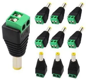 Vszerda DC 5.5 X 2.1mm Adapter 2.1 X5.5mm Male Barrel Power Jack to 2 Pin/Way Female Bolt Screw Type terminals Adapter Connector for CCTV Security Camera, LED Strip Light, DVR12V(10pcak Male) Vszerda DC 5.5 X 2.1mm Adapter 2.1 X5.5mm Male Barrel Power Jack to 2 Pin/Way Female Bolt Screw Type terminals Adapter Connector for CCTV Security Camera, LED Strip Light, DVR12V(10pcak Male)