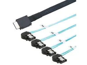 Vszerda OCuLink PCI-E SAS SFF-8611 4i to 4 Ports SATA 7P Left Angle Hard Drive Cable 100CM Vszerda OCuLink PCI-E SAS SFF-8611 4i to 4 Ports SATA 7P Left Angle Hard Drive Cable 100CM