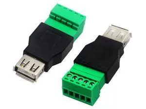 Vszerda USB 2.0 A Screw Terminal Block Connector USB 2.0 A Female Plug to 5 Pin/Way Female Bolt Screw Shield terminals Pluggable Type Adapter Connector Converter 300V 8A(2Pack) (Female) Vszerda USB 2.0 A Screw Terminal Block Connector USB 2.0 A Female Plug to 5 Pin/Way Female Bolt Screw Shield terminals Pluggable Type Adapter Connector Converter 300V 8A(2Pack) (Female)