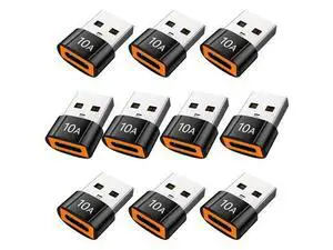 10Pack 200W USB C to USB Adapter, with Fast Charging & 480MB Data Transfer, USB C Converter for Apple Watch Ultra iWatch Series 8 7,iPhone 16 15 Plus Pro Max,Black 10Pack 200W USB C to USB Adapter, with Fast Charging & 480MB Data Transfer, USB C Converter for Apple Watch Ultra iWatch Series 8 7,iPhone 16 15 Plus Pro Max,Black