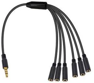 Vszerda 3.5mm Headphone Splitter, 3.5mm Splitter 1 to 6 Ways 1/8inch TRRS Male to 6 Female Audio Headphone Cord for Earphone, Headset, Laptop, Phone, 1.5ft Vszerda 3.5mm Headphone Splitter, 3.5mm Splitter 1 to 6 Ways 1/8inch TRRS Male to 6 Female Audio Headphone Cord for Earphone, Headset, Laptop, Phone, 1.5ft