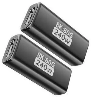 240W for USB C Thunderbolt 5 Coupler Female to Female 2Pack, Support 120Gbps Bandwidth, 80Gbps, 16K, Dual 8K, 4K 540Hz, Triple 4K 144Hz for Thunderbolt 4 / 3, iPhone 17, USB4, Razer Blade, Mac mini M4 240W for USB C Thunderbolt 5 Coupler Female to Female 2Pack, Support 120Gbps Bandwidth, 80Gbps, 16K, Dual 8K, 4K 540Hz, Triple 4K 144Hz for Thunderbolt 4 / 3, iPhone 17, USB4, Razer Blade, Mac mini M4