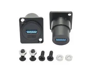Vszerda 2Pcs USB 3.0 Panel Mount Connector Socket, D-Type USB 3.0 Through Data Female to Female Coupler with Install Screw, USB High Speed Data Extension Adapter Vszerda 2Pcs USB 3.0 Panel Mount Connector Socket, D-Type USB 3.0 Through Data Female to Female Coupler with Install Screw, USB High Speed Data Extension Adapter