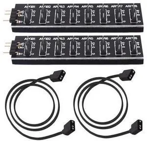 Vszerda 5V 3PIN ARGB Splitter Hub 1 to 8 Way RGB Fans Hub Controller with Extension Cord for Expansion Motherboard ARGB Interface Sync Fans Lights-2Pcs-35CM Vszerda 5V 3PIN ARGB Splitter Hub 1 to 8 Way RGB Fans Hub Controller with Extension Cord for Expansion Motherboard ARGB Interface Sync Fans Lights-2Pcs-35CM