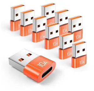 Vszerda 10Pack 200W USB C to USB Adapter, with Fast Charging & 480MB Data Transfer, USB C Converter for Apple Watch Ultra iWatch Series 8 7,iPhone 16 15 Plus Pro Max,Orange Vszerda 10Pack 200W USB C to USB Adapter, with Fast Charging & 480MB Data Transfer, USB C Converter for Apple Watch Ultra iWatch Series 8 7,iPhone 16 15 Plus Pro Max,Orange