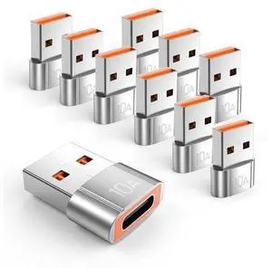 Vszerda 10Pack 200W USB C to USB Adapter, with Fast Charging & 480MB Data Transfer, USB C Converter for Apple Watch Ultra iWatch Series 8 7,iPhone 16 15 Plus Pro Max,Silver Vszerda 10Pack 200W USB C to USB Adapter, with Fast Charging & 480MB Data Transfer, USB C Converter for Apple Watch Ultra iWatch Series 8 7,iPhone 16 15 Plus Pro Max,Silver