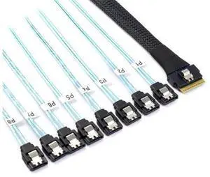 Vszerda Slimline SAS 4.0 SFF-8654 8i 74pin Host Raid to 8 SATA 7pin Target Data Transmission Hard Disk Fanout Raid Cable 1-to-8 Splitter 1.0M Vszerda Slimline SAS 4.0 SFF-8654 8i 74pin Host Raid to 8 SATA 7pin Target Data Transmission Hard Disk Fanout Raid Cable 1-to-8 Splitter 1.0M
