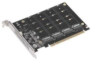 Vszerda M.2 NVMe SSD to PCIE X16 Adapter, M Key M.2 PCIe x16 Controller Expansion Card, High Speed Raid Card, 4 Port SSD Array Card with Individual LED Indicator Vszerda M.2 NVMe SSD to PCIE X16 Adapter, M Key M.2 PCIe x16 Controller Expansion Card, High Speed Raid Card, 4 Port SSD Array Card with Individual LED Indicator
