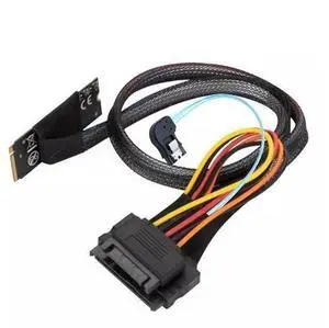 Vszerda M.2 (M-Key) SFF-8643 to U.2 SFF-8639 Adapter with SATA 15P and 7P Left Angle Cable 50CM Vszerda M.2 (M-Key) SFF-8643 to U.2 SFF-8639 Adapter with SATA 15P and 7P Left Angle Cable 50CM