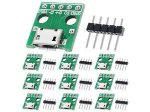 Vszerda 10 Pcs Micro USB Female to DIP Adapter 2.54mm 5 Pin USB 2.0 Micro USB Socket to DIP Converter Breakout Board for DIY Power Supply with 50 Pin Header Vszerda 10 Pcs Micro USB Female to DIP Adapter 2.54mm 5 Pin USB 2.0 Micro USB Socket to DIP Converter Breakout Board for DIY Power Supply with 50 Pin Header