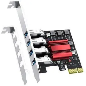 Vszerda U3044BG 4-Port USB 3.0 Type-A 5Gb PCIe Expansion Card, Regular and Low-Profile Bracket, Compatible with Windows and Linux (Not Support Mac OS) Vszerda U3044BG 4-Port USB 3.0 Type-A 5Gb PCIe Expansion Card, Regular and Low-Profile Bracket, Compatible with Windows and Linux (Not Support Mac OS)