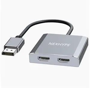 Vszerda DisplayPort to Dual HDMI Adapter, 4K@60Hz MST DP Source to HDMI Splitter Extended Display Adapter for Dual Monitors,Display Port Converter for NVIDIA, AMD Graphics Card Vszerda DisplayPort to Dual HDMI Adapter, 4K@60Hz MST DP Source to HDMI Splitter Extended Display Adapter for Dual Monitors,Display Port Converter for NVIDIA, AMD Graphics Card