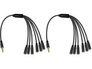 Vszerda 3.5mm Headphone Splitter, 3.5mm Splitter 1 to 6 Ways 1/8inch TRRS Male to 6 Female Audio Headphone Cord for Earphone, Headset, Laptop, Phone, 1.5ft (Pack of 2) Vszerda 3.5mm Headphone Splitter, 3.5mm Splitter 1 to 6 Ways 1/8inch TRRS Male to 6 Female Audio Headphone Cord for Earphone, Headset, Laptop, Phone, 1.5ft (Pack of 2)