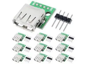 Vszerda 10 Pcs USB Type A Female to DIP Adapter 2.54mm 4 Pin USB 2.0 Type A Socket to DIP Converter Breakout Board for DIY Power Supply with 40 Pin Header Vszerda 10 Pcs USB Type A Female to DIP Adapter 2.54mm 4 Pin USB 2.0 Type A Socket to DIP Converter Breakout Board for DIY Power Supply with 40 Pin Header