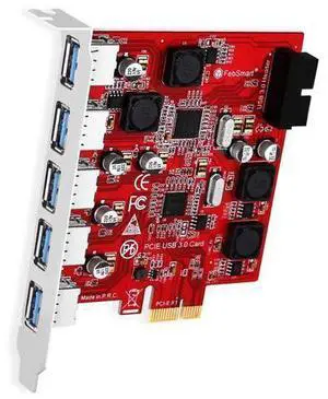 Vszerda 7-Ports Superspeed 5Gbps USB 3.0 PCIE Expansion Card, 5-Ports USB-A and an 19Pin USB 3.0 Header, Built in FebSmart Self-Powered Technology, No Need Additional Power Supply (FS-U7S-Pro) Vszerda 7-Ports Superspeed 5Gbps USB 3.0 PCIE Expansion Card, 5-Ports USB-A and an 19Pin USB 3.0 Header, Built in FebSmart Self-Powered Technology, No Need Additional Power Supply (FS-U7S-Pro)