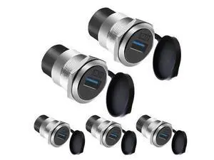 Vszerda USB3.0 Female-to-Female Panel Mount Adapter - 5Gbps High-Speed Waterproof & Dustproof USB Converter, Round Data Connector Mount for Efficient Data Transfer and Charging (5-Pack Silver) Vszerda USB3.0 Female-to-Female Panel Mount Adapter - 5Gbps High-Speed Waterproof & Dustproof USB Converter, Round Data Connector Mount for Efficient Data Transfer and Charging (5-Pack Silver)