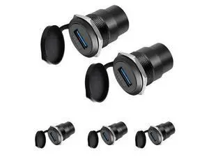 Vszerda USB3.0 Female-to-Female Panel Mount Adapter - 5Gbps High-Speed Waterproof & Dustproof USB Converter, Round Data Connector Mount for Efficient Data Transfer and Charging (5-Pack Black) Vszerda USB3.0 Female-to-Female Panel Mount Adapter - 5Gbps High-Speed Waterproof & Dustproof USB Converter, Round Data Connector Mount for Efficient Data Transfer and Charging (5-Pack Black)