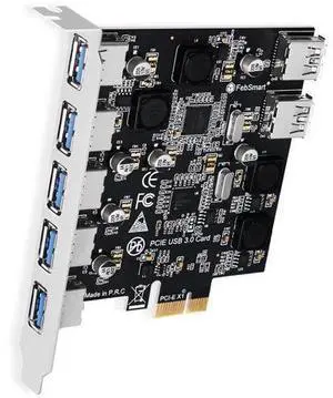 Vszerda 7-Ports Superspeed 5Gbps PCIE USB 3.0 Expansion Card for Windows 11, 10, 8.x, 7, Vista, XP Desktop PCs, Built in FebSmart Self-Powered Technology, No Need Additional Power Supply (FS-U7-Pro) Vszerda 7-Ports Superspeed 5Gbps PCIE USB 3.0 Expansion Card for Windows 11, 10, 8.x, 7, Vista, XP Desktop PCs, Built in FebSmart Self-Powered Technology, No Need Additional Power Supply (FS-U7-Pro)